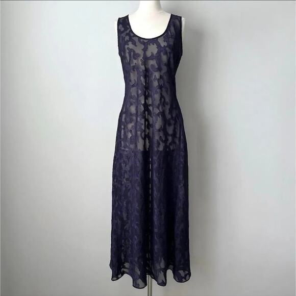Victoria's Secret Other - Victoria’s Secret Gold Label Sheer Maxi Slip Dress Purple Vintage Style Sz M